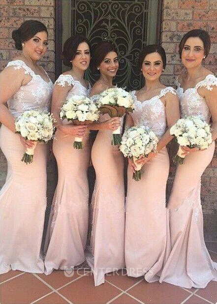 Elegant Off-shoulder Mermaid Bridesmaid Dress Floor-length With Lace Appliques