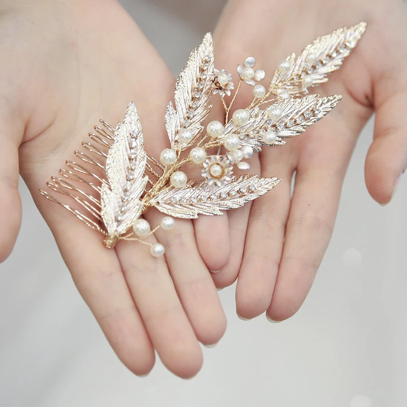 Classical Alloy Hair Combs with Pearls