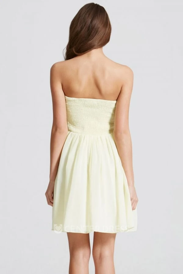 Short Sweetheart Sleeveless Beaded Chiffon Bridesmaid Dress