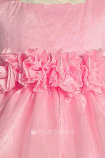 Tea-Length Tiered Taffeta Flower Girl Dress