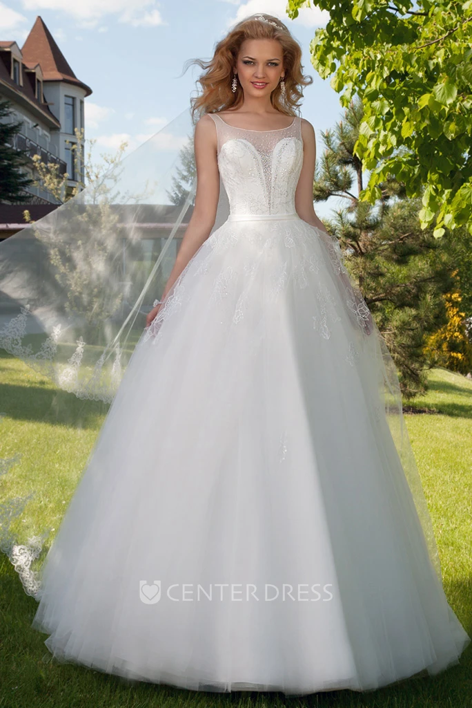 High Neck Maxi Beaded Tulle Wedding Dress With Court Train And Corset Back