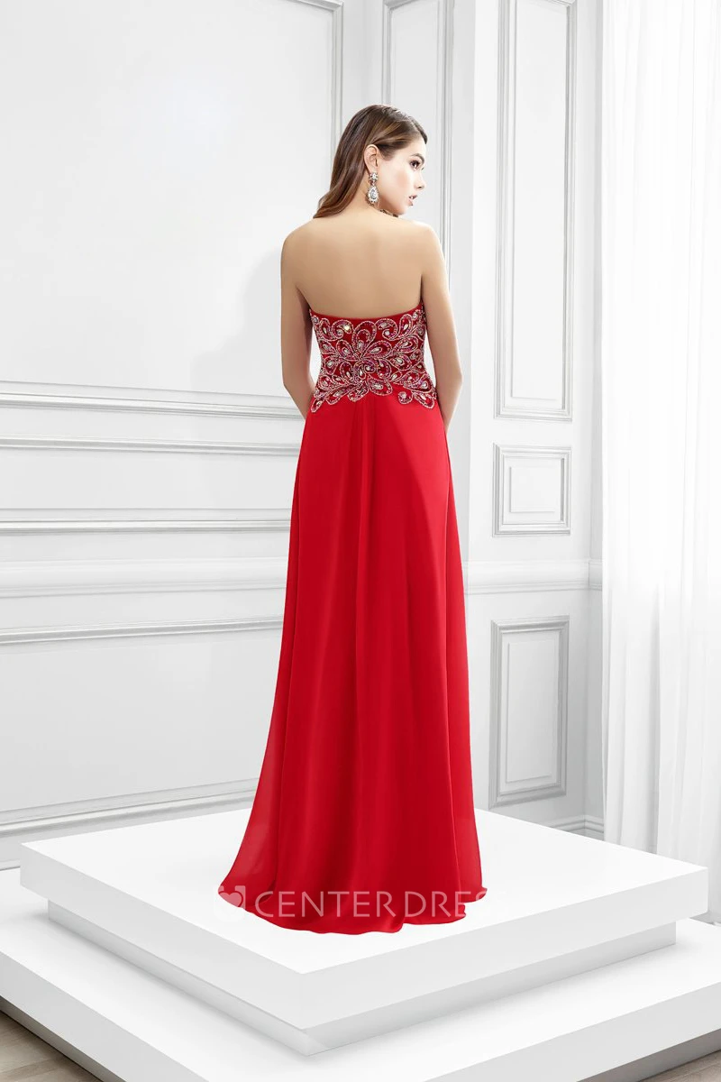 Crystal Sweetheart Sleeveless Chiffon Prom Dress