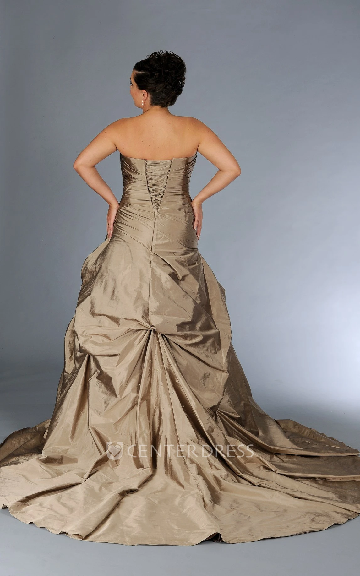 Strapped Satin Side-Ruched Dress With Beading And Corset Back