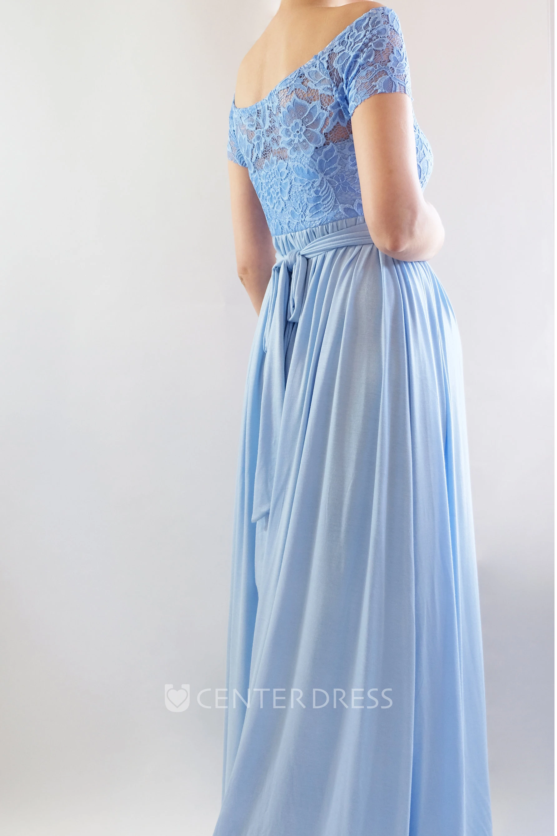A-Line Sweep Brush Train Short Sleeve Empire Maternity Dress