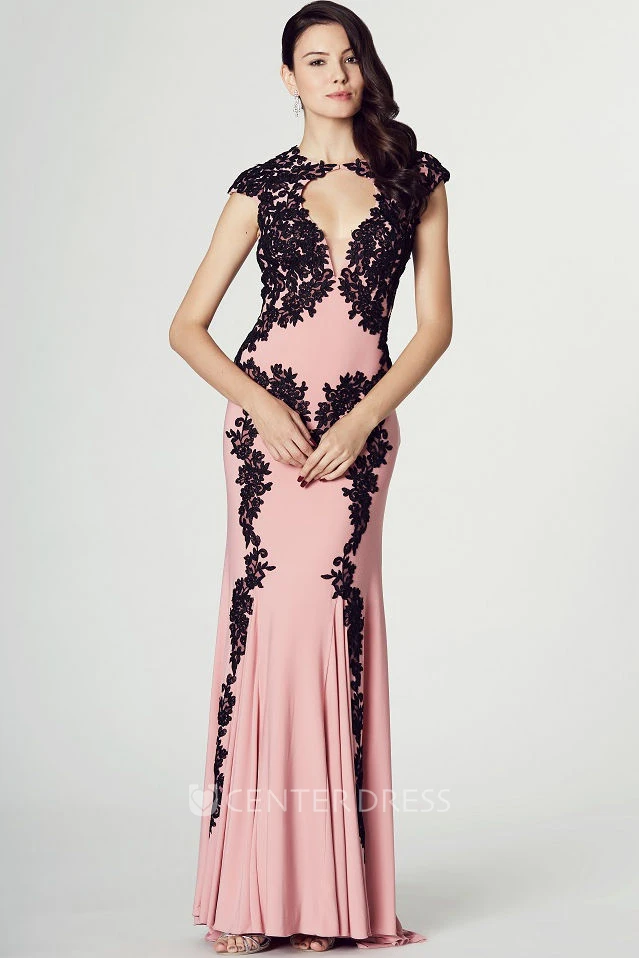 Form-Fitted Crop Top Jersey Sleeveless Prom Dress Featuring