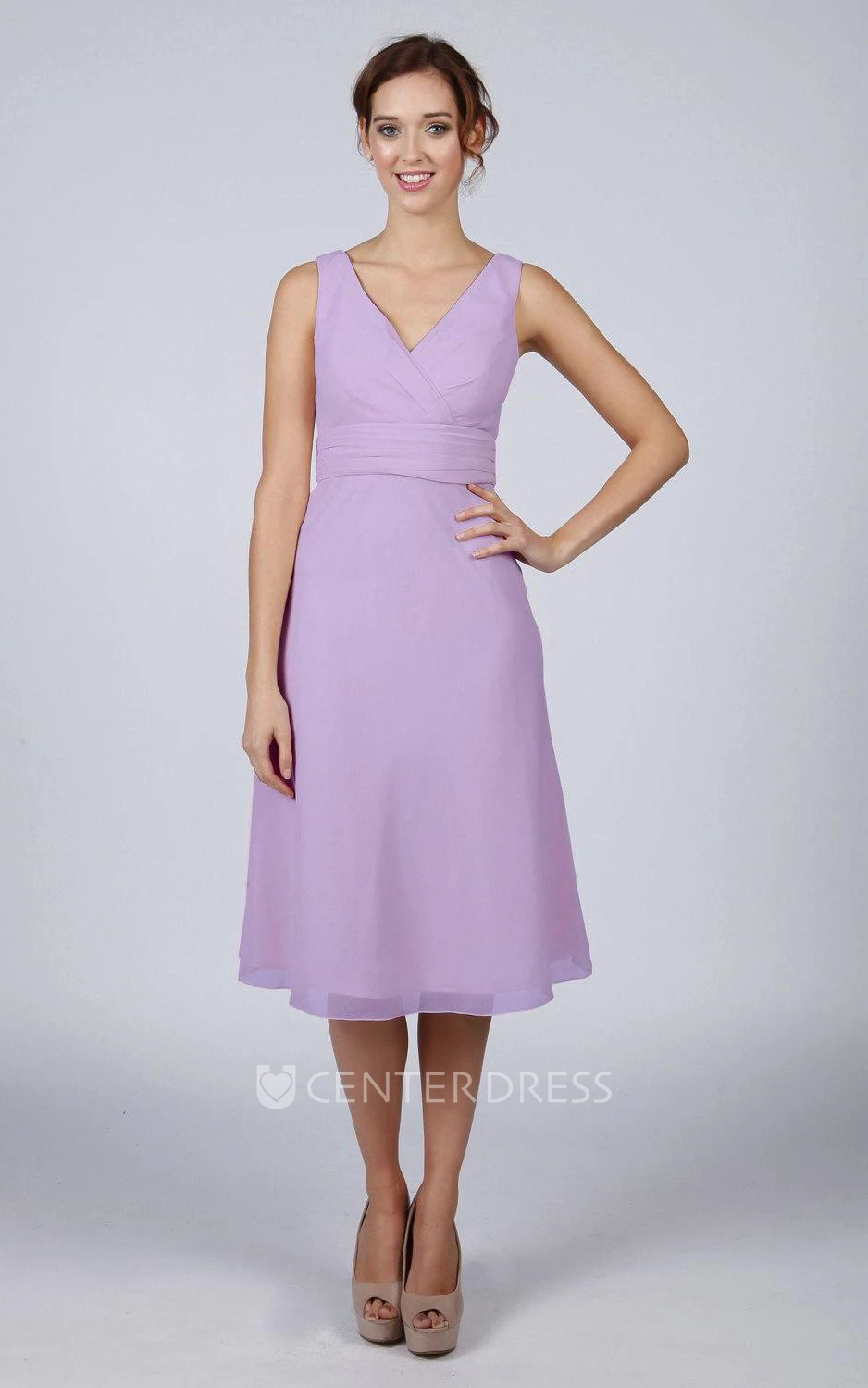 Lilac Classic Short Bridesmaid Dress