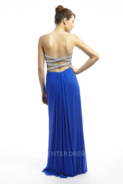 Sheath Sweetheart Criss-Cross Floor-Length Empire Sleeveless Chiffon Prom Dress With Beading