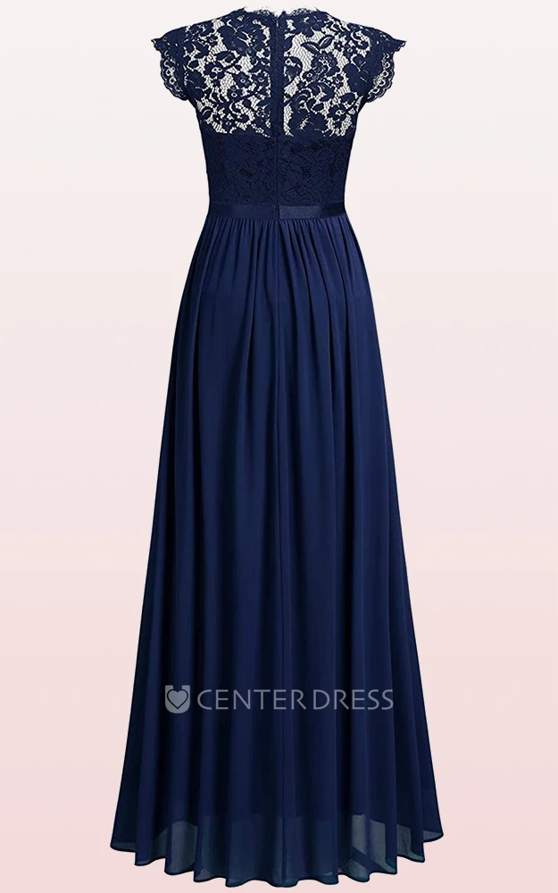 Sexy Chiffon Scalloped A Line Prom Dress With Pleats