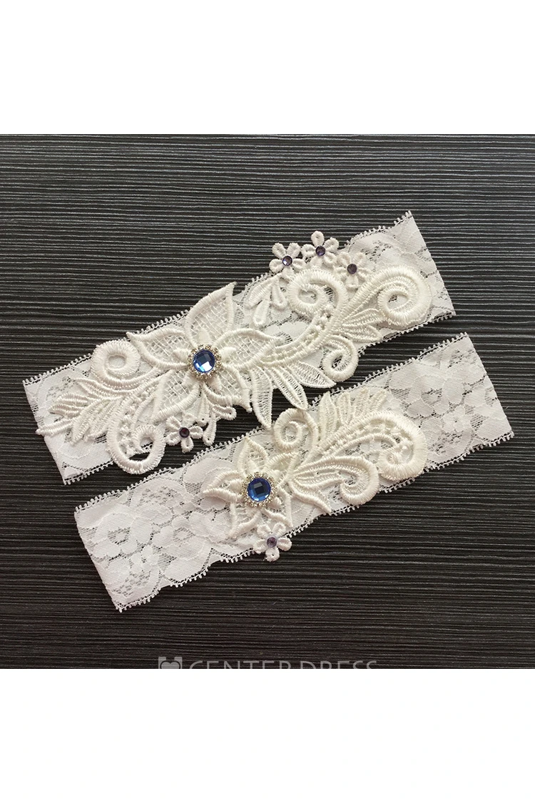 European Broadband Lace Bead Two-piece Elastic Bridal Garter Belt Within 16-23inch