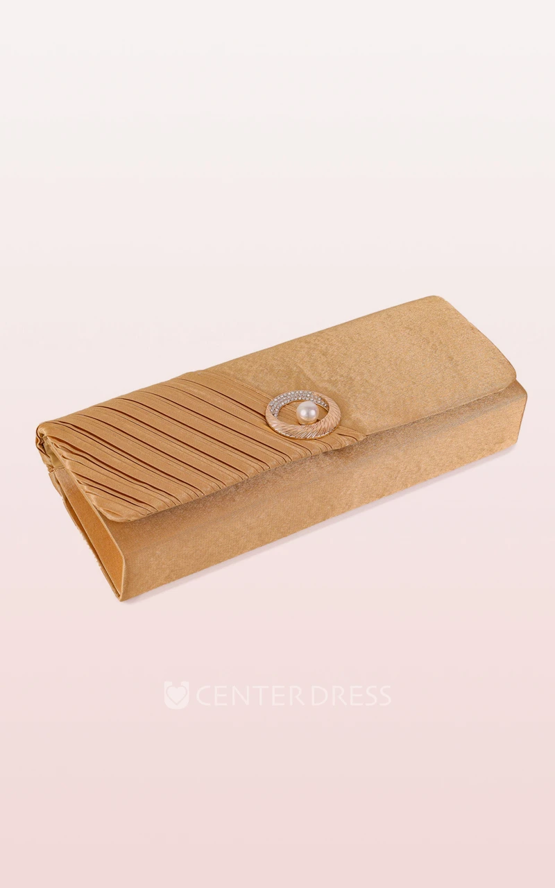 Satin Clutch with Pearl
