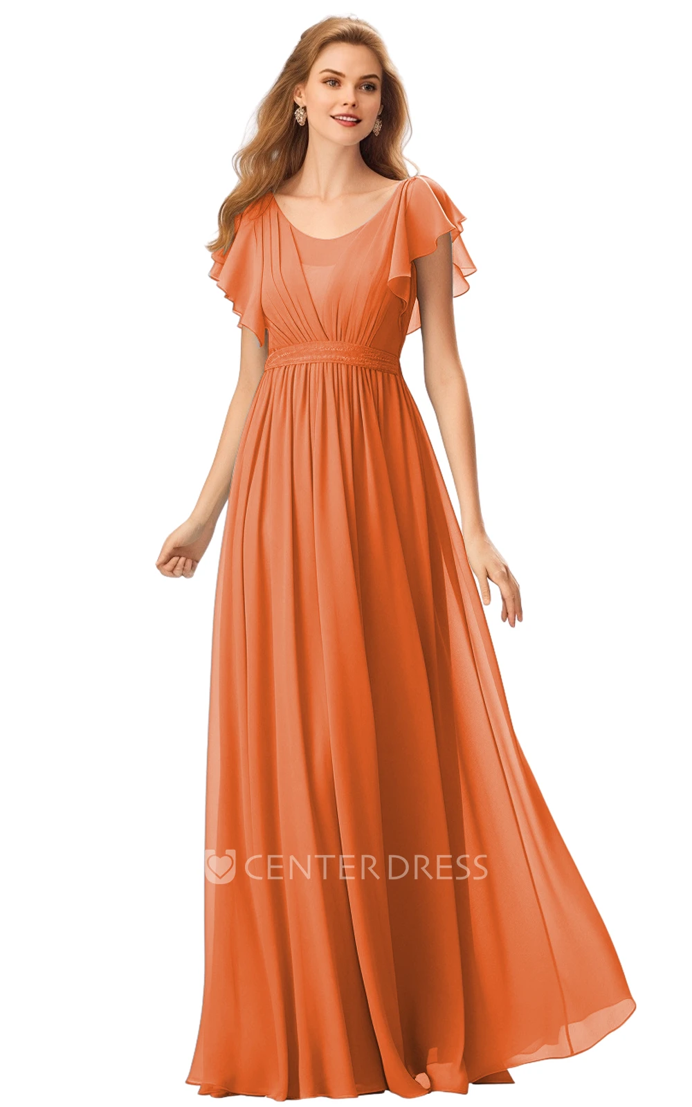 Casual Bateau Neck A-Line Chiffon Bridesmaid Dress 2025 & Women