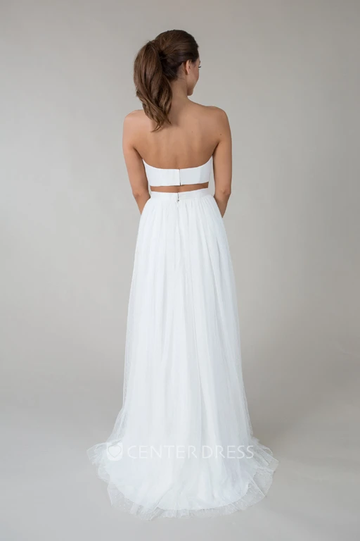 Floor-Length Sweetheart Tulle Wedding Dress With Zipper