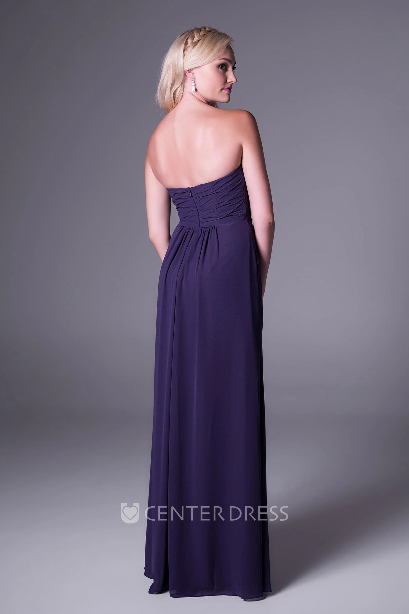 Sweetheart Sleeveless Ruched Chiffon Bridesmaid Dress With Beading