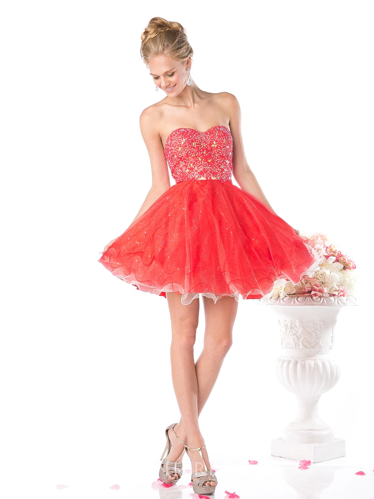 Muti-Color A-Line Short Sweetheart Sleeveless Backless Dress With Beading And Ruffles