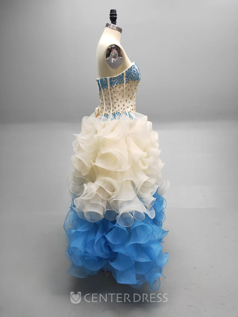 Sweetheart Ball Gown With Cascading Ruffles And A Matching Collar