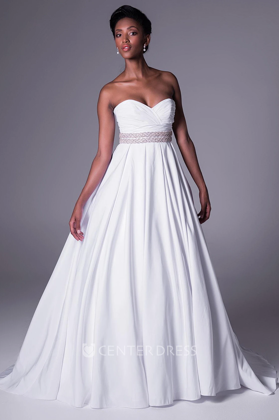 A-Line Jeweled Sweetheart Maxi Chiffon Wedding Dress With Criss Cross And V Back