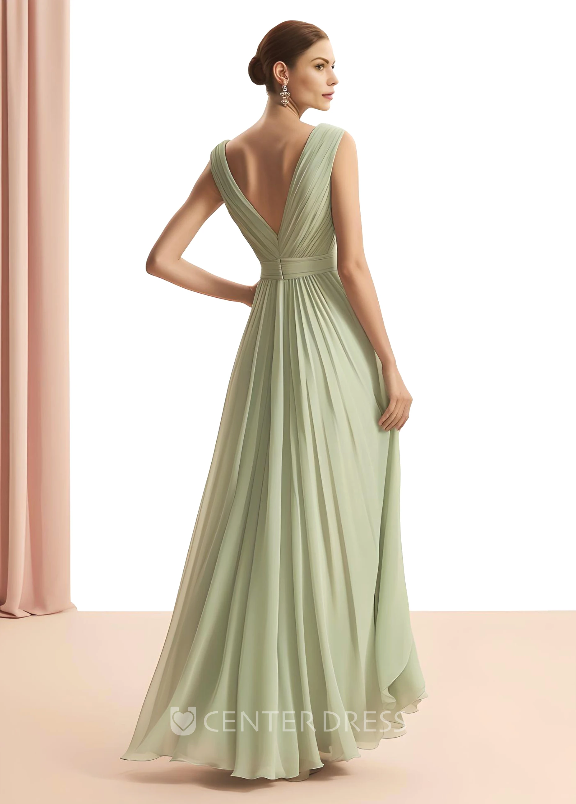 Casual Chiffon Sheath Mother of the Bride Dress Floor-length Split Front Sleeveless