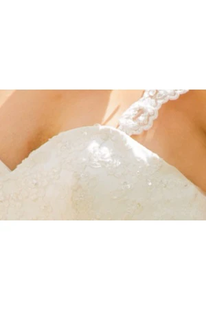 Sweetheart Mermaid Sequined Lace Bridal Gown With Lace Up And Straps