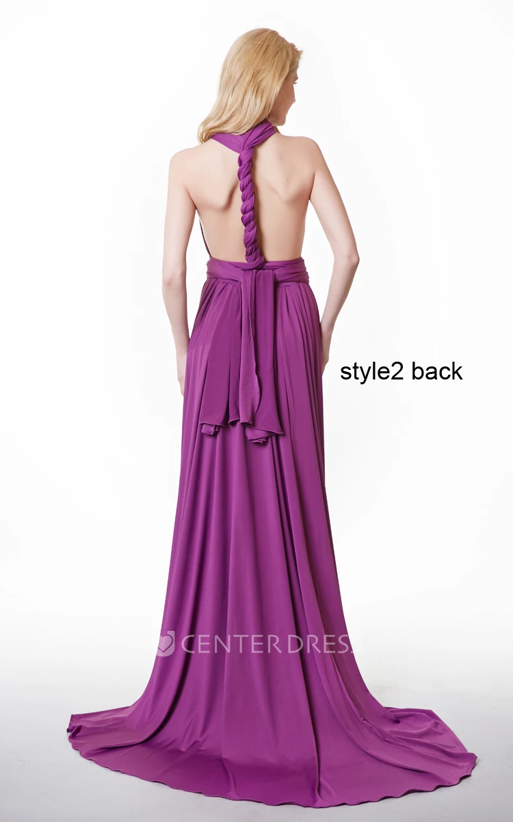 Convertible Ruffled A-line High-low Jersey Dress With Pleats