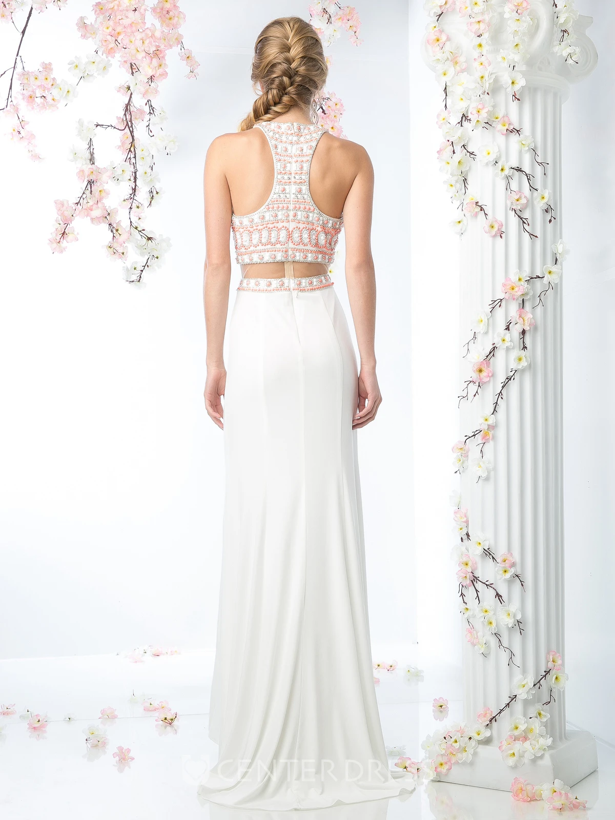 Sheath Floor-Length Jewel-Neck Sleeveless Jersey Zipper Dress With Beading