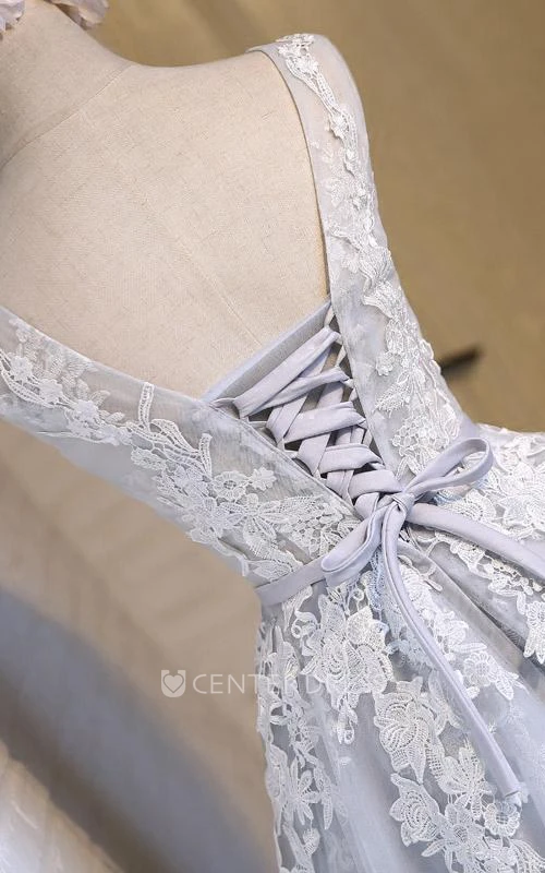 New Arrival Sleeveless Jeweled Knee-length A-line Lace Dress
