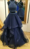 Sleeveless Floor-length A-Line High Neck Organza Dress