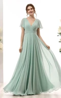 Sexy Boho V-Neck A-Line Chiffon Bridesmaid Dress 2025 Flowy