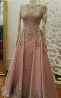 Illusion Long Sleeve Jewel A-Line Lace Tulle Button Zipper Dress