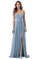 A-Line Chiffon Bridesmaid Dress with V-neck and Split Front Elegant and Simple