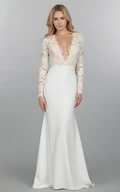 Sexy Plunging V Neck Mermaid Lace Long Sleeve Vintage Wedding Dress for Women