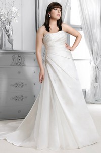 Satin Side-Ruched Floor-Length Dress With Corset Back