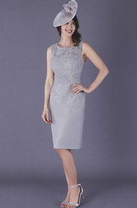Chiffon and Lace Sleeveless Knee-length Split Back Mother of The Bride Dress