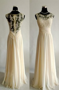 Elegant Sleeveless Lace Appliques Prom Dress Long Chiffon