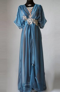 Edwardian Plus Size Blue Handmade In England Lady Mary Inspired Downton Abbey 1912 Gown Gibson Girl Dress