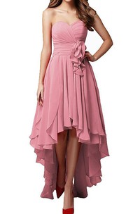 Pink Silver Sweetheart High Low Dress With Layered Skirt