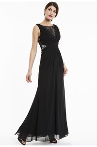 Lace Appliqued Top A-line Chiffon Sleeveless Bateau Elegant Gown