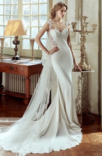 Sweetheart Satin Wedding Dress With Lace Bodice And Open Back