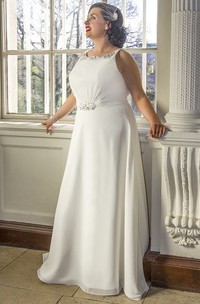 Crystal Neck A-Line Bridal Gown With Lace Up And Keyhole