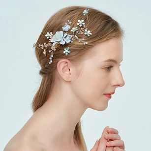 Korean Style Chic Beaded Bridal Headbands with Flowers