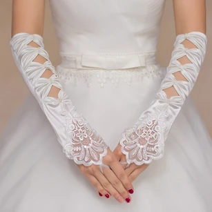 AMJ Dresses Inc 17 Big Girls Fingerless Lace Stretch Satin Bridal Gloves 