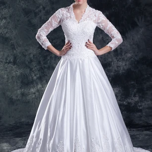 A-line 3/4 Sleeves V-back Full Lace Elegant Wedding Dresses, WD0308 –  SofieBridal