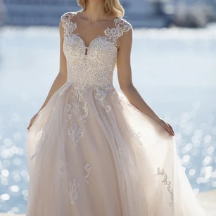 Trumpet Lace V-neck Short Sleeve Floor-length Wedding Dress With