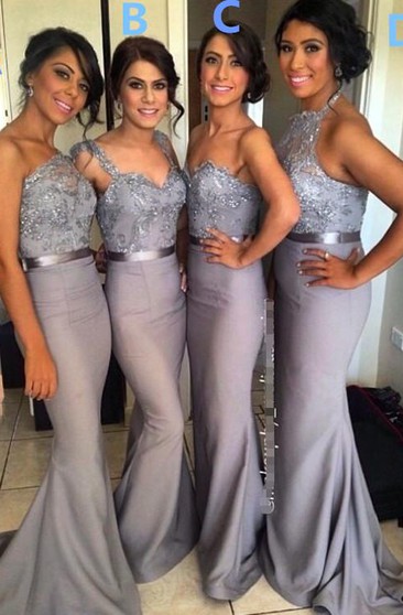 silver bridesmaid dresses
