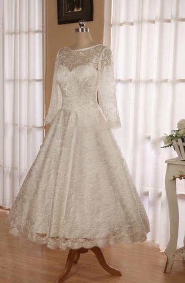 tea length wedding dress with sleeves