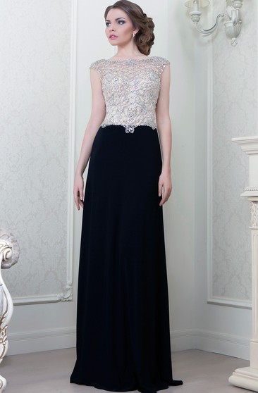 white and black evening gown