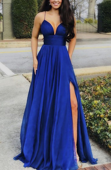 royal blue party wear gown