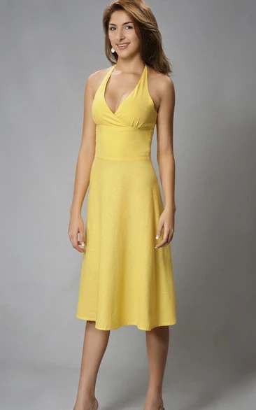 Sexy Sheath V-neck Knee-length Open Back Chiffon Dress With Straps And Ruching