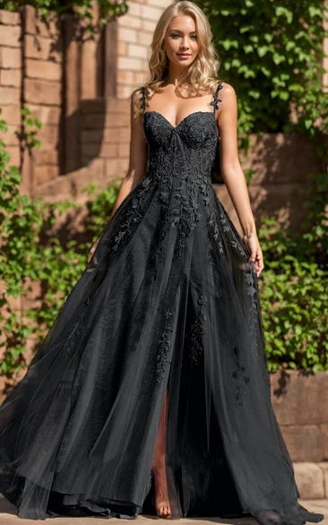Black Wedding Dress, Slit Prom Dress, Handmade Prom Dress, Sexy