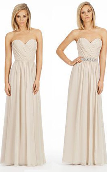 A-Line Floor-Length Criss-Cross Sweetheart Sleeveless Chiffon Bridesmaid Dress
