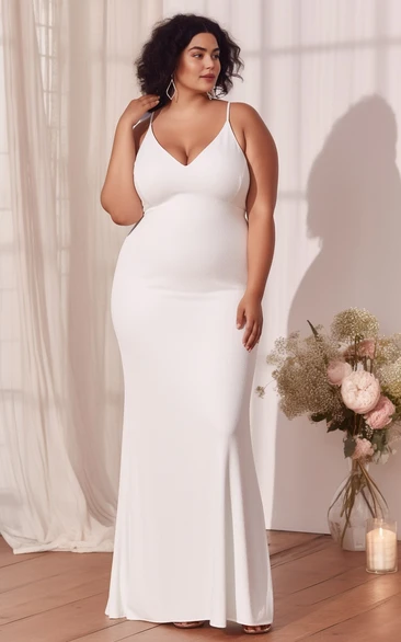Plus Size Mermaid Wedding Dress Chiffon Sleeveless Spaghetti Sexy Ethereal Modern 2023